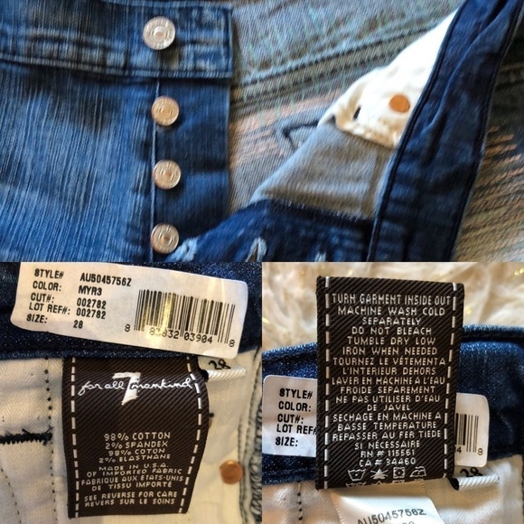 NEW 7 For All Mankind Josefina Cutoff Denim Blue Jean Shorts Distressed Frayed - Picture 8 of 8